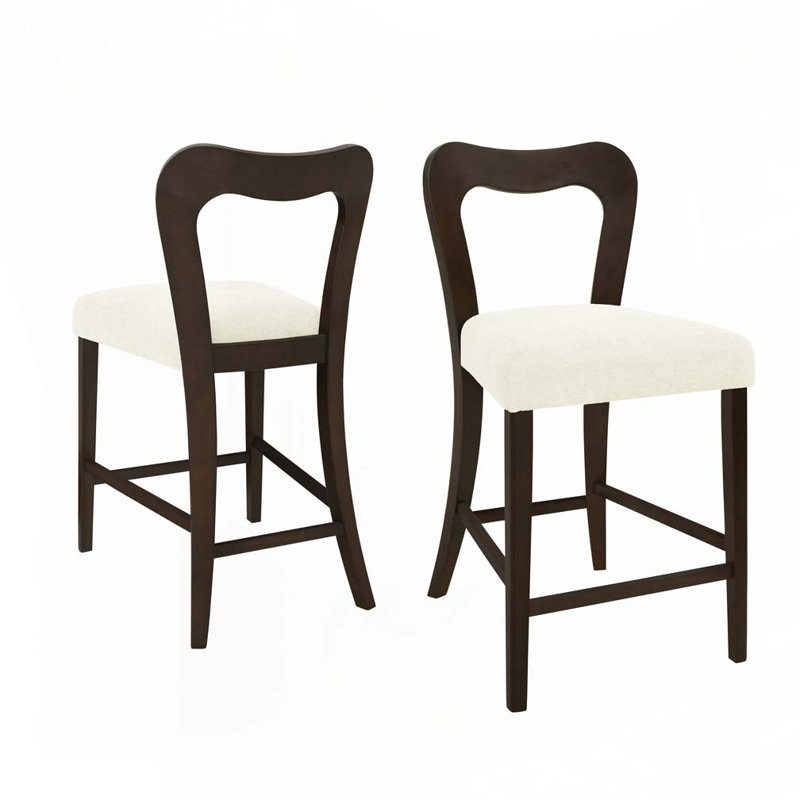 Tabouret de comptoir en bois massif, tabourets de bar, Beige, Marron foncé