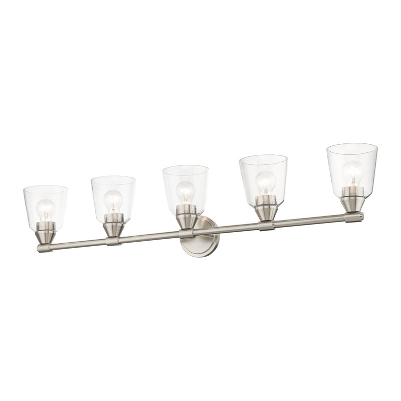 Éclairage pour meuble-lavabo à 5 lumières Adelinda, Nickel brossé