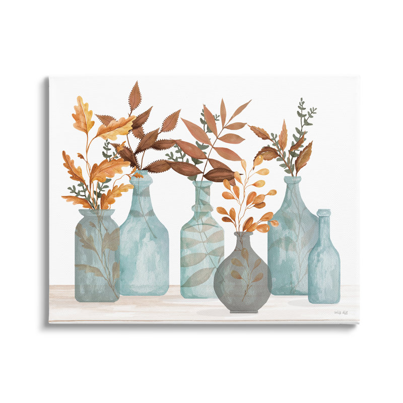 "Varied Botanical Foliage Leaves", art mural sur toile par Cindy Jacobs, H 24 po x l 30 po x P 1,5 po, Toile tendue