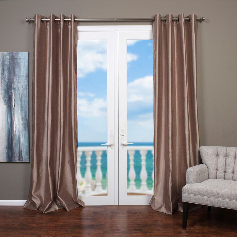 Bordovice Semi Sheer Curtain Single Panel, 54" W x 96" L, Bronze
