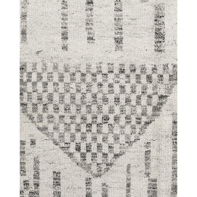 Organic Hand Knotted Striped Area Rug in Gray