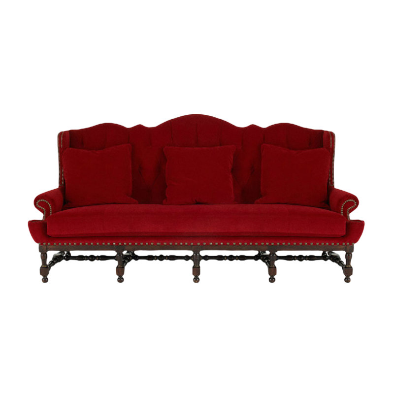 Canapé 86,6 po Retro, Rouge, Brun