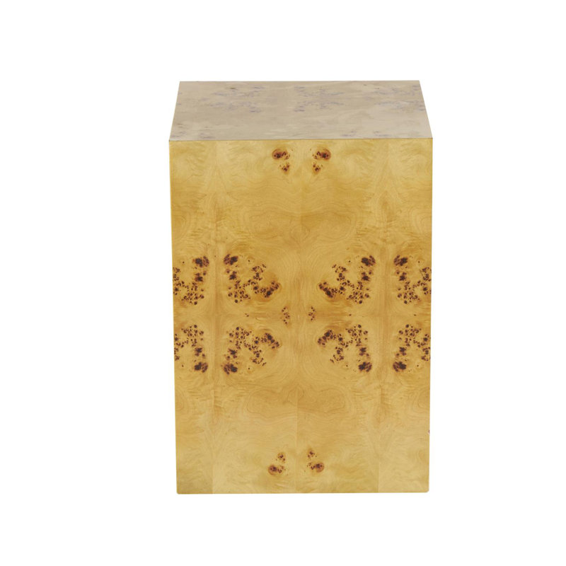 Cole And Grey Wood Square Cube Accent Table With Wood Grain Patterns