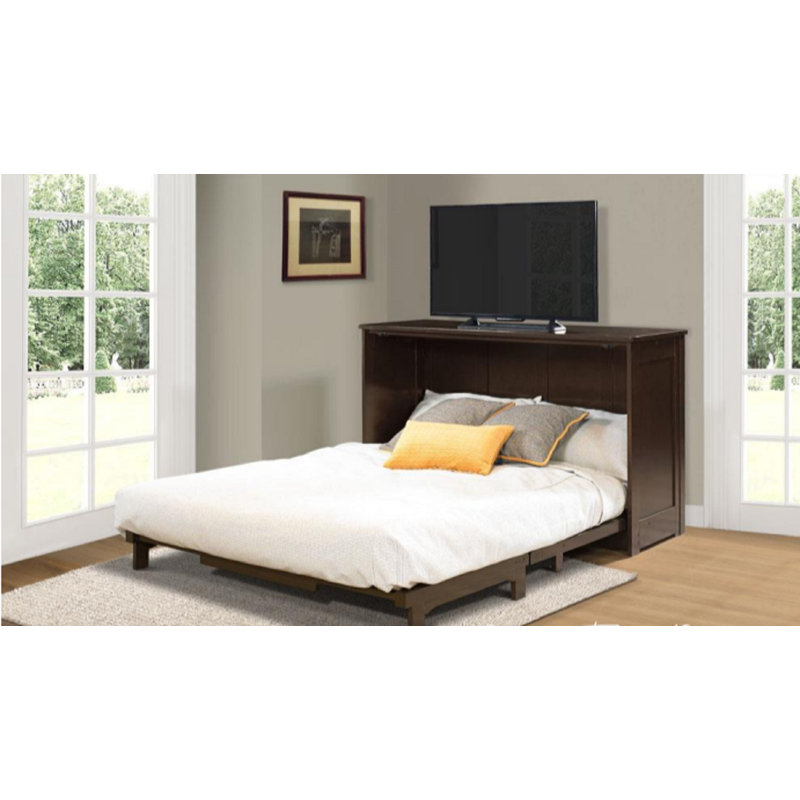 Lit escamotable avec rangement bas Issabella, Double, Chocolat