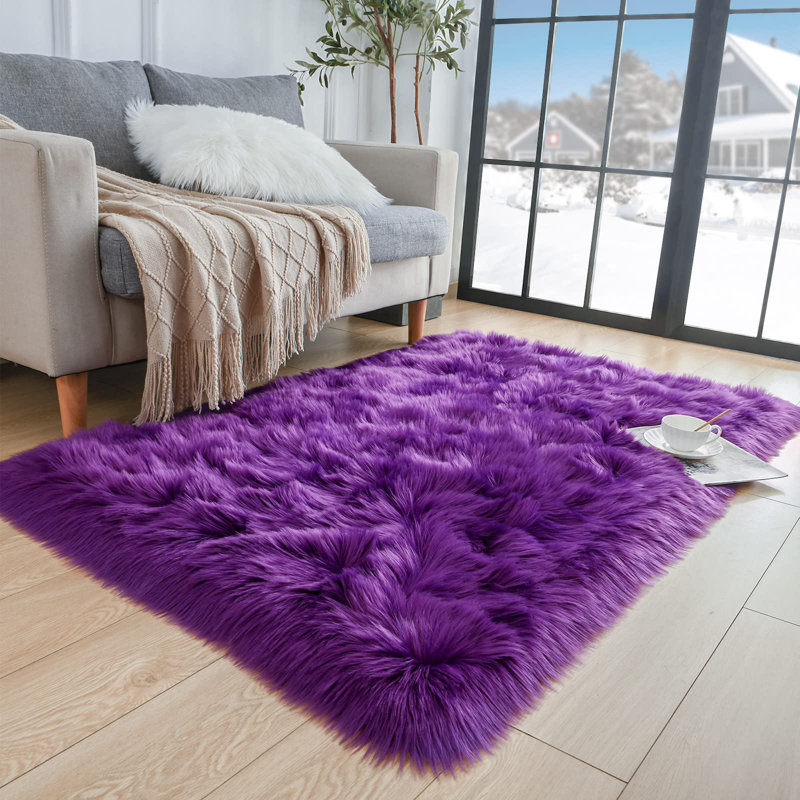 Nador Faux Sheepskin Indoor Rug, Rectangle 4' x 6'