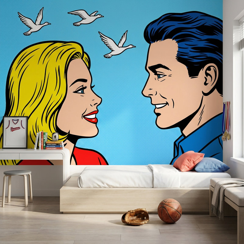 Murale Pop Art Illustration de papier peint moderne, 160 po x 108 po, Peler et coller
