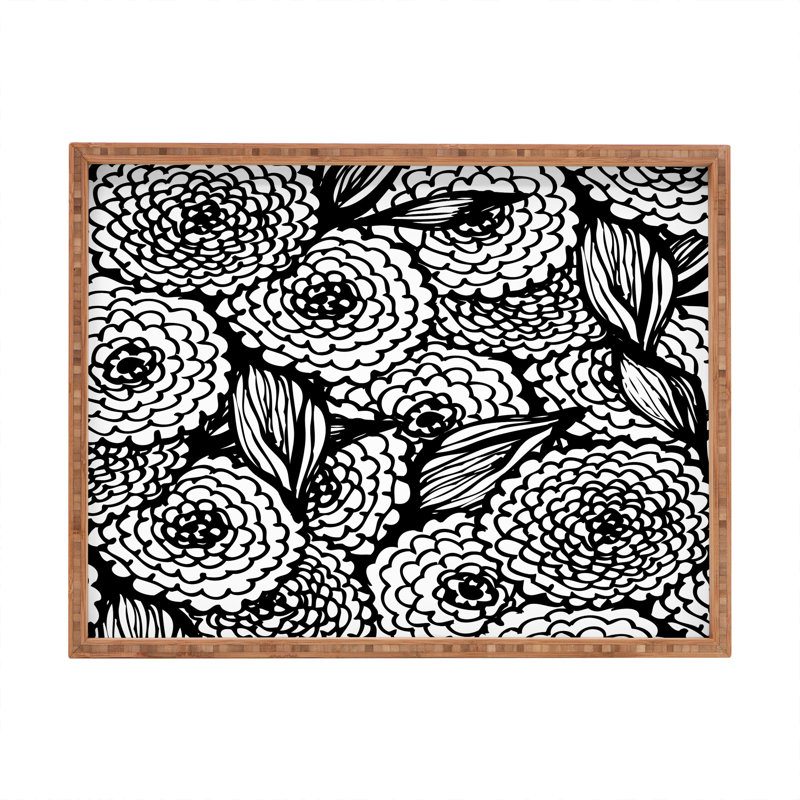 Plateau de table basse et bouquet de fleurs love repose-pieds/coffee Julia Da Rocha, H 1,75 po x l 18 po x p 14 po