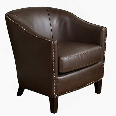 Fauteuil club en cuir reconstitué brun