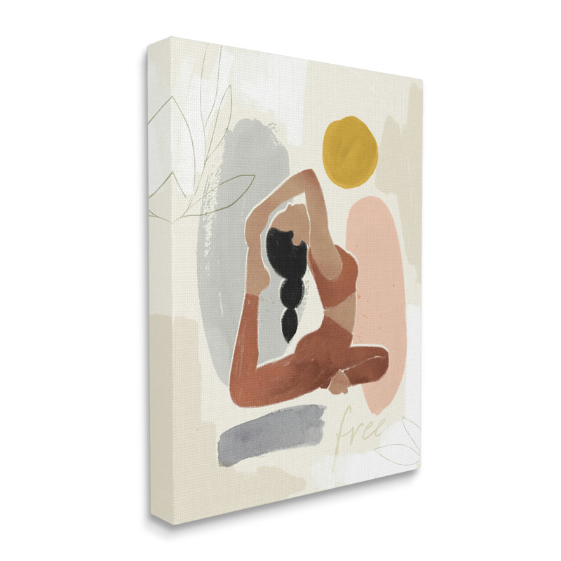 «Free Text Modern Botanical Pattern Yoga Exercise» par Victoria Barnes - impression, Toile tendue