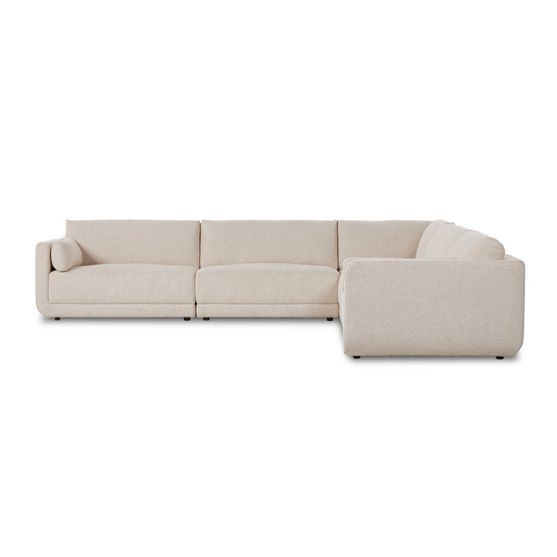Canapé modulaire rembourré 5 pièces Naples, Mélange de polyester crème