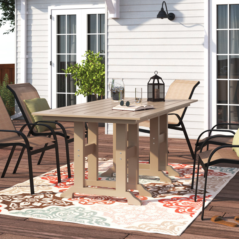 Laguna Rectangular Outdoor Dining Table With Umbrella Hole , 71'' in. W 37'' in. D, Weathered Wood
