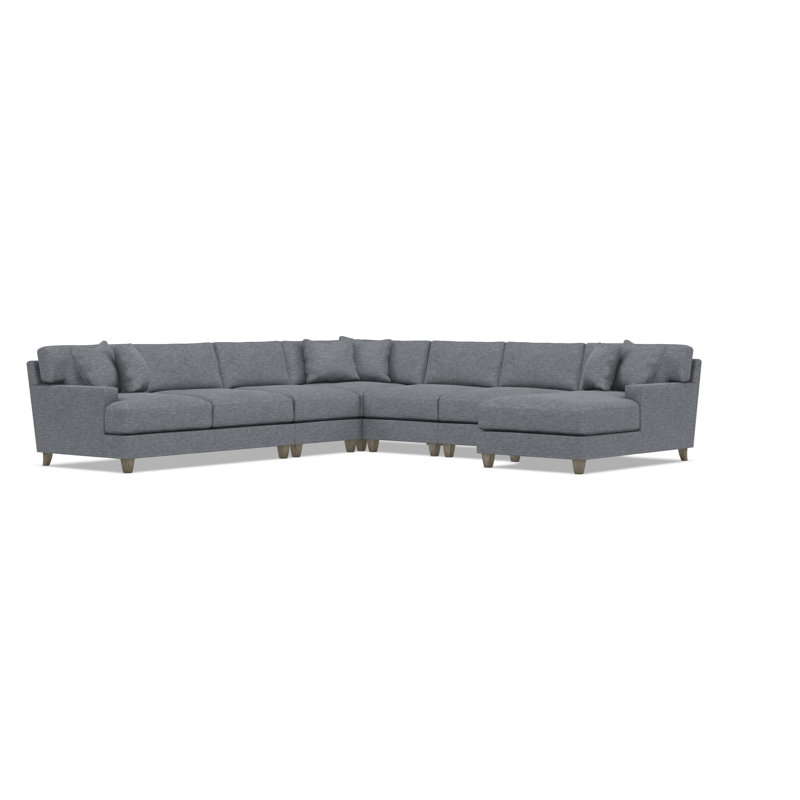 Bernhardt Mila 6-Piece Fabric Sectional, Dark Gray Polyester Blend, Right Hand Facing, 33.5" H x 137" W x 137" D