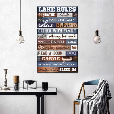 «Lake House Rules», impression sur toile