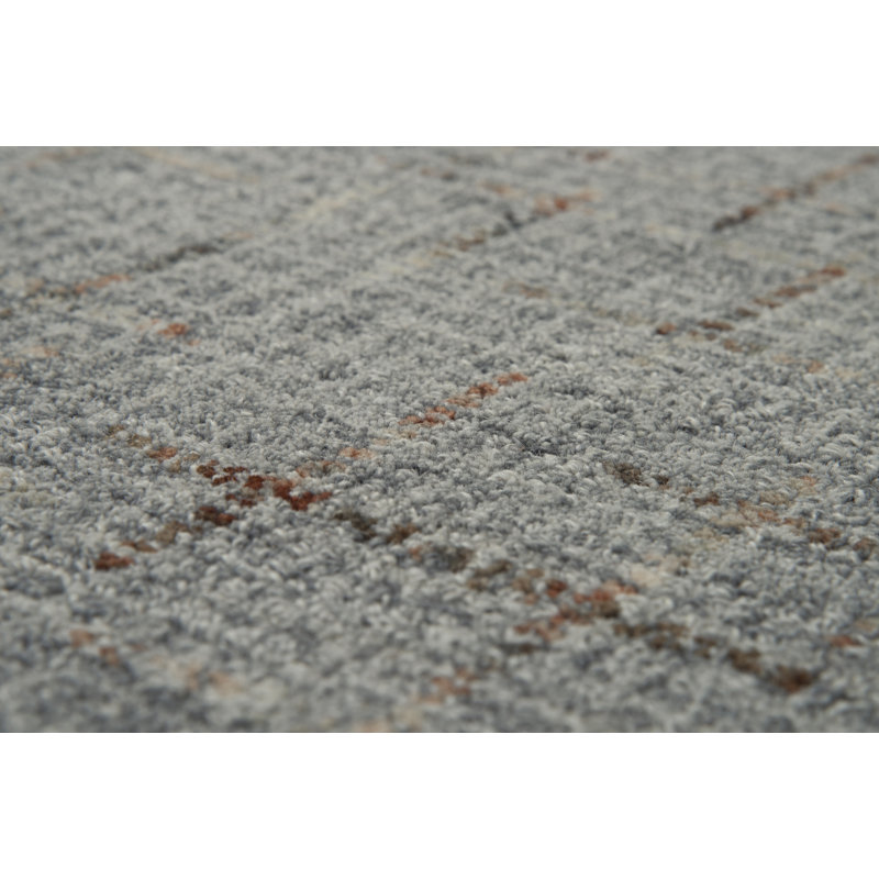 Tapis gris clair en laine touffeté à la main Caryville, Rectangle 7 pi 6 po x 9 pi 6 po
