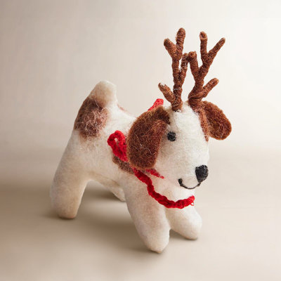 Farmhouse Pottery Felted Festive 3" Dog Ornament
