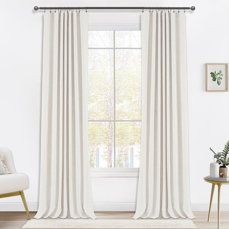 Birglinde Faux Linen Textured Thermal 100% Blackout Curtains for Bedroom Living Room Rod Pocket/Ring Clips, Beige