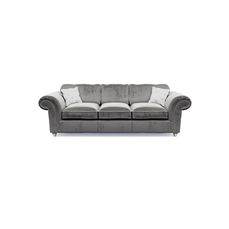 Windsor 3 Seater Velvet Sofa, Silver, Steel
