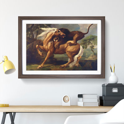 Lion Attacking a Horse by George Stubbs - Picture Frame Painting on MDF