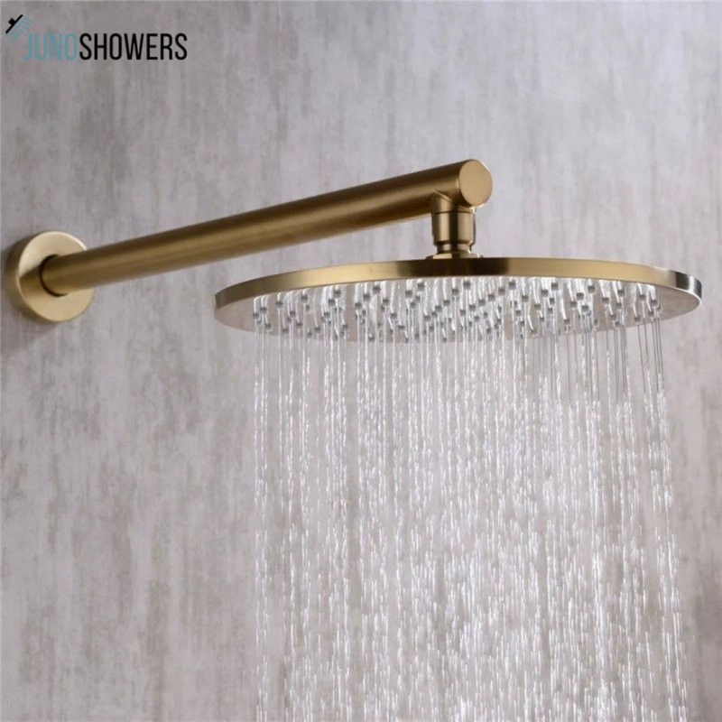 Elegant Round Gold Wall-Mounted Shower System with Single Handle Control