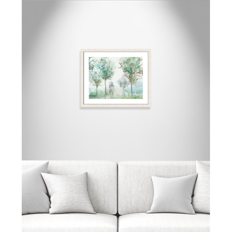 Paysage délicat - Art encadré autoportant, Cadre à grain de bois blanc, H 22 po x l 26 po x P 1,125 po