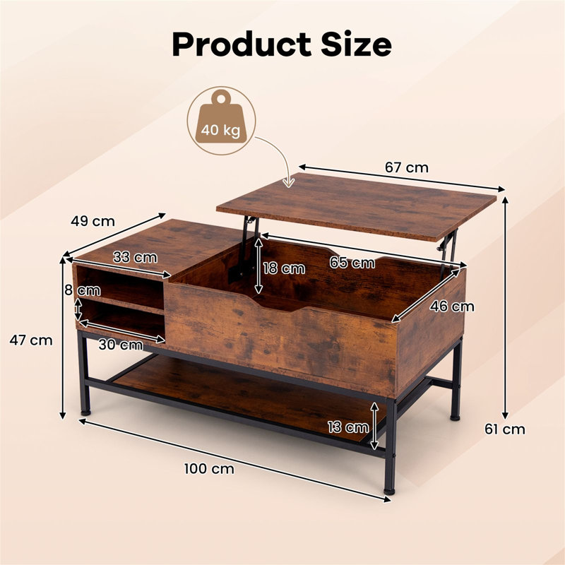 Coffee Table with Storage, Brown