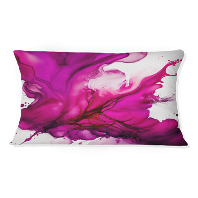 Ancien mystère in Viva magenta II - Coussin abstrait à encre liquide