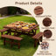 8-Person Square Picnic Table With Umbrella Hole Waterproof & Sturdy Cross Structure Outdoor Dining Set For Backyard Garden Camping Easy Clean