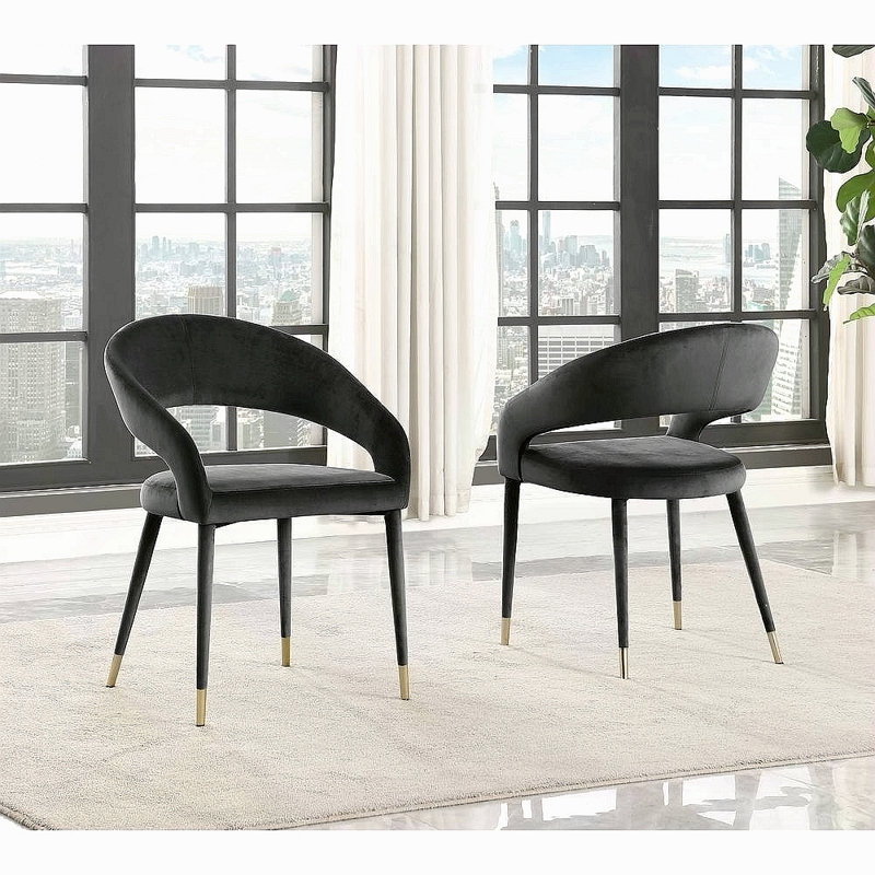 Ensemble de 2 chaises en velours Modern, Noir, Black
