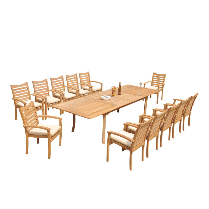 Outdoor 13 - Piece Teak Dining Set