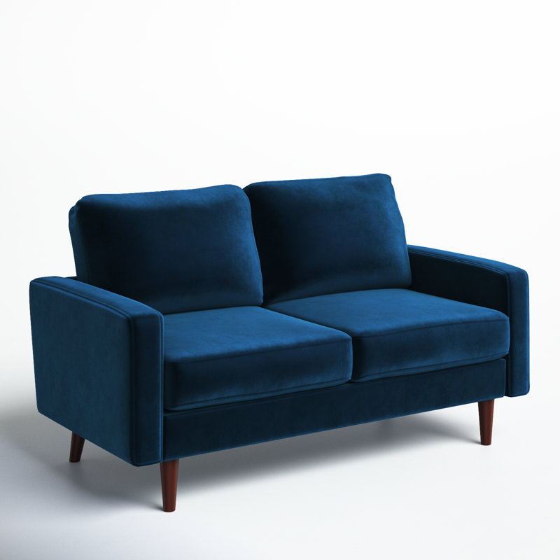 Causeuse Markham, Velours bleu espace, H 33 po x l 58 po x P 32 po