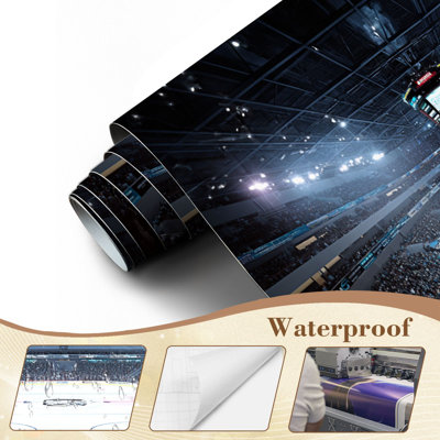 Papier peint adhésif mural de hockey H 100 po x l 144 po, papier peint amovible en PVC, peintures murales auto-adhésives, décoration pour salon de chambre à coucher