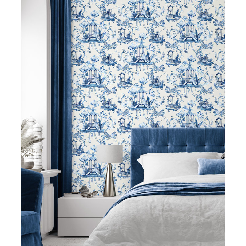 Harrison Howard East Of The Moon Toile Peel & Stick Wallpaper Roll