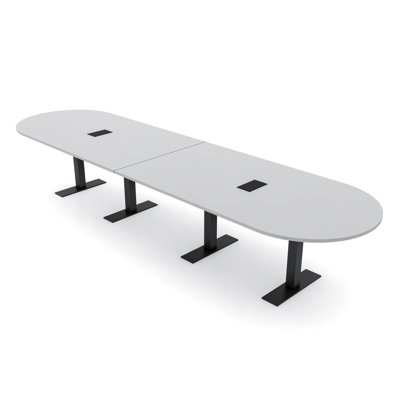 Racetrack Shaped Conference Table with Metal T Base | Electrical Unit
