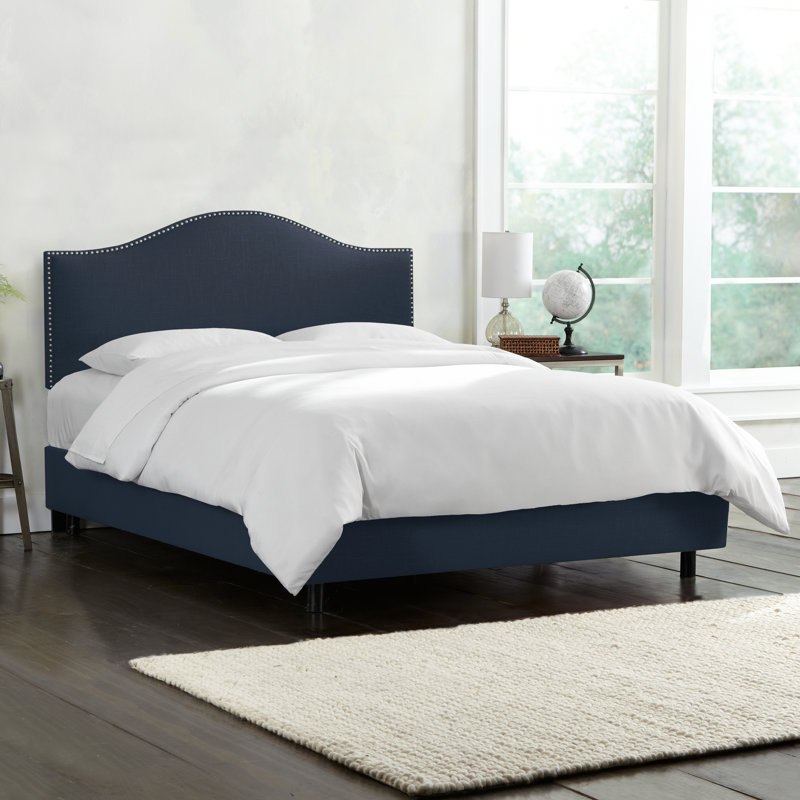 Brighton Upholstered Platform Bed, King, Classic Navy Linen