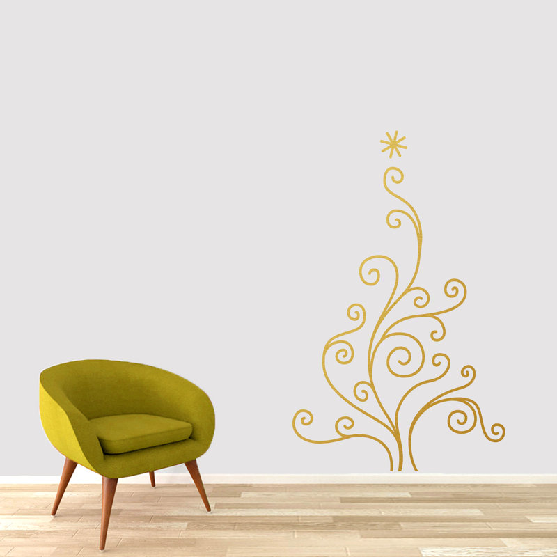 Décalcomanie murale arbre de noël Betances, Or