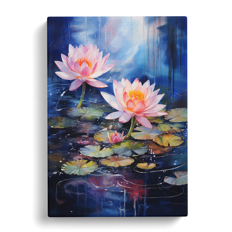 Water Lily Action Painting - Wrapped Canvas, 76cm H x 50cm W x 3cm D