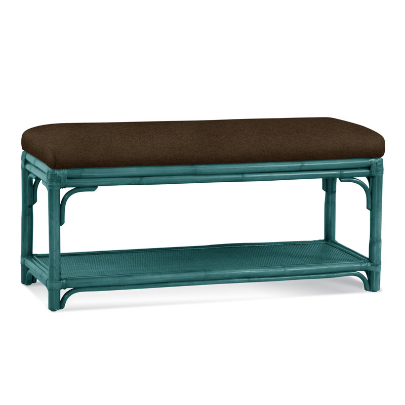 Summer Retreat Wicker Shelf Storage Bench, Java, Elite Chocolate; 0321-72
