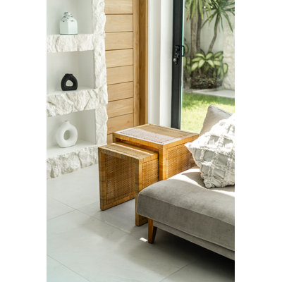 Ensemble de 2 tables gigognes Natural Rattan