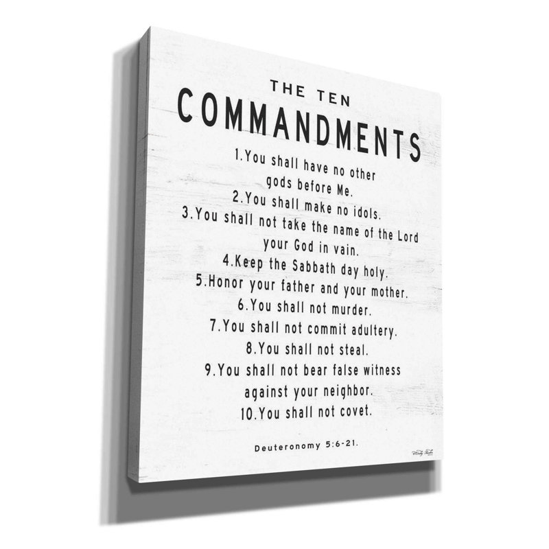 «The Ten Commandments» par Cindy Jacobs, art mural sur toile, H 24 po x l 20 po x P 0,75 po