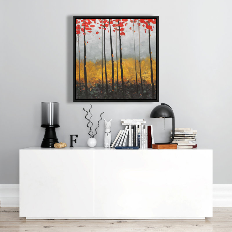 Reproduction de paysage abstrait sur toile, H 24 po x l 24 po, Toile encadrée noire
