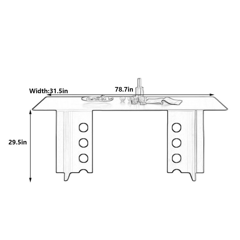 Table de salle à manger style français en marbre, H 29,5 po x L 78,7 po x l 31,5 po