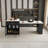 80-inch Expandable Kitchen Island with Dining Table, Countertop with Power Outlet, Mobile Storage Cart with Cabinet & 2 Drawers, Kitchen Prep Table (Black)-2091589360