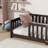 Twin Size Floor Bed Frame With Fence Without Door, Rubber Wooden Frame Material Floor Bed Frame With Safety Guardrails-1574190654