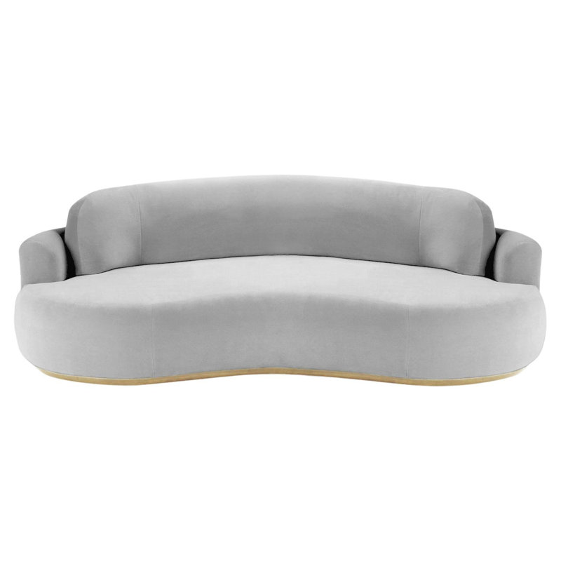 Naked Boucle Sofa, Aluminium Velvet, 31" H x 95" W x 52" D, Natural
