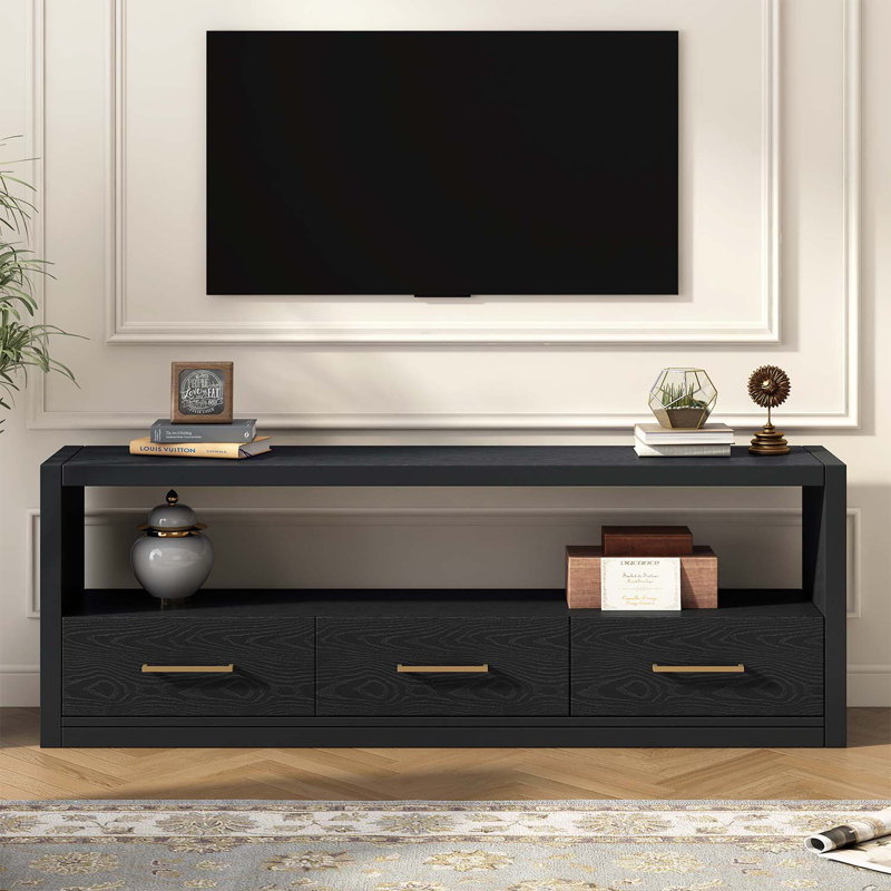 Console classique avec trois tiroirs et une surface spacieuse, Noir, noir, noir, noir
