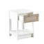 Table d'appoint 15,75 po en osier avec tiroirs, table de chevet moderne, salon, table d'appoint de chambre à coucher, blanc