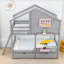 Lit superposé simple au-dessus de simple à 2 tiroirs avec tablette intégrée et boîte de rangement-218600596