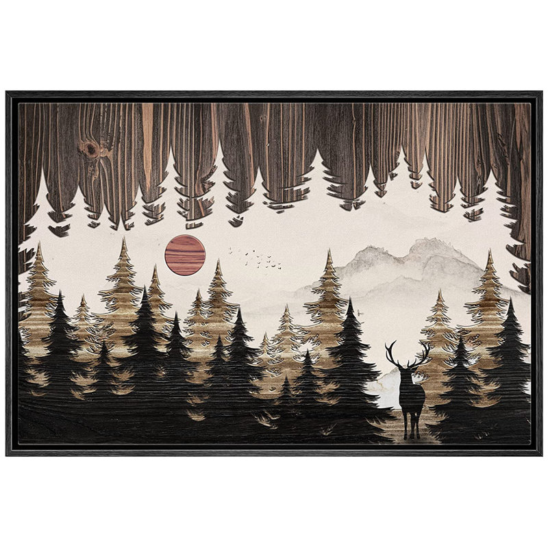 Western Wood Effect Landscape, Noir, H 24 po x l 36 po x P 1,5 po