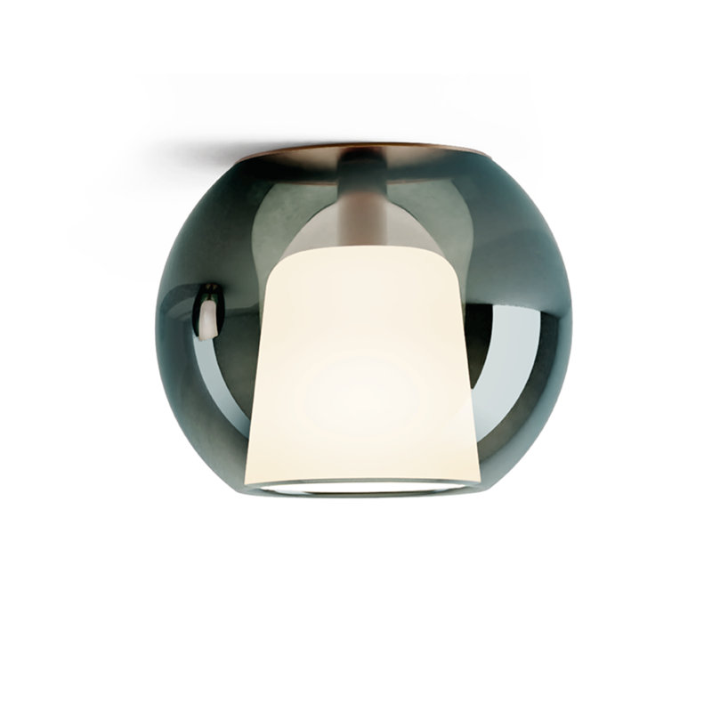 Glo, Matt Bronze, 7.9" H x 9.8" W x 9.8" D, Mirroring Green
