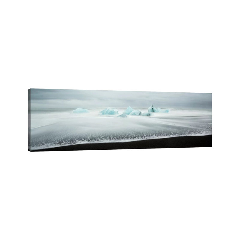 Icebergs on Black Beach I 1 Piece Wrapped Canvas Panoramic Wall Art, 121.92 cm H x 40.64 cm W x 3.175 cm D